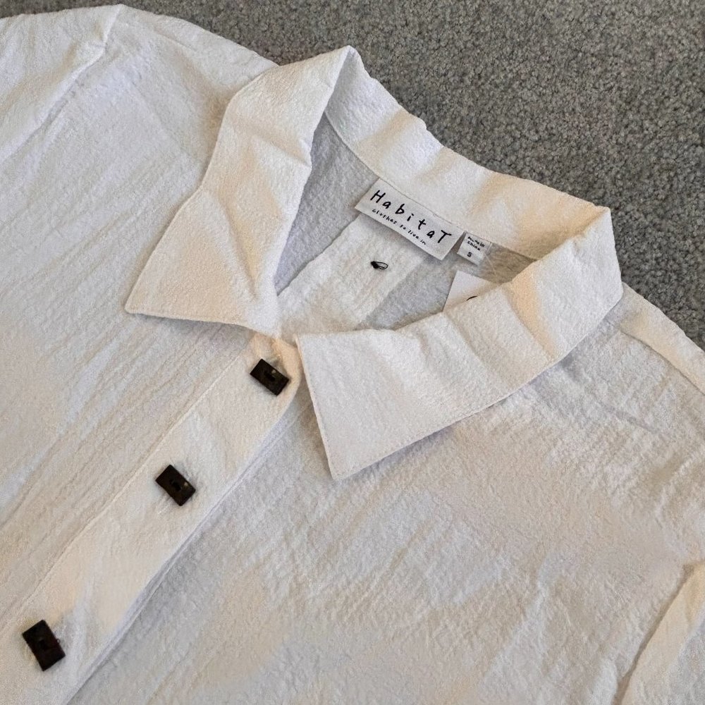 Habitat Crinkle Knit Fabric Tent Blouse in White NWT SMALL      - 1C833 - Picture 7 of 13